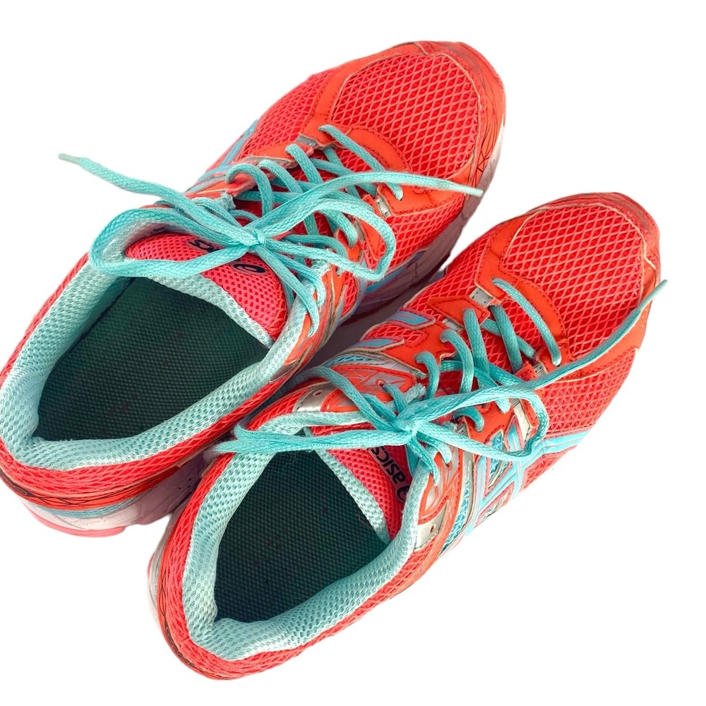 ASICS Superbright Neon Orange & Turquoise Blue Running Shoes Women’s Siz… - Picture 2 of 4